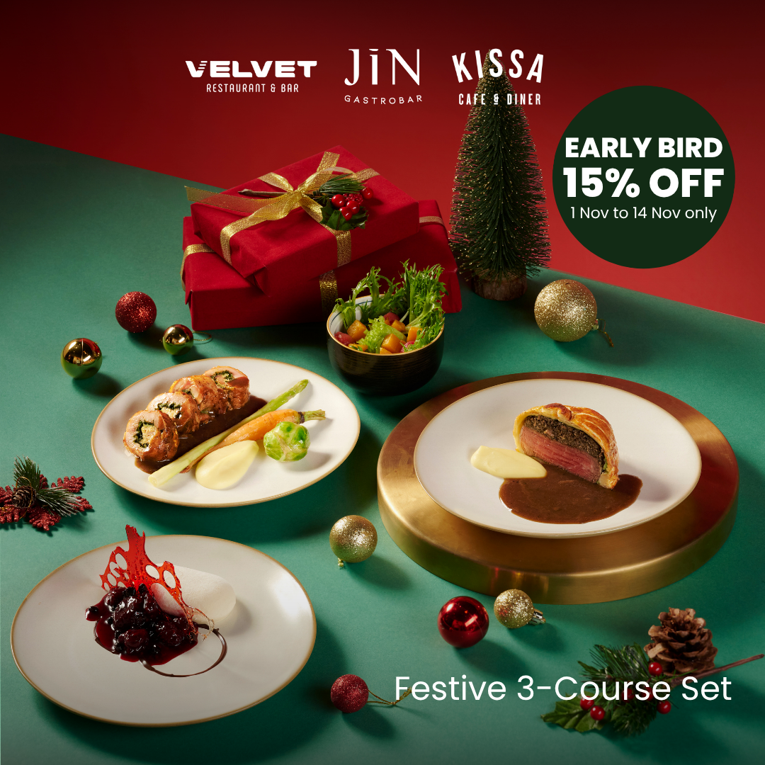 EARLY BIRD: Sparked Indulgence 3-Course Festive Set at Kissa Cafe & Diner, JIN Gastrobar & Velvet Cinemas by GSC