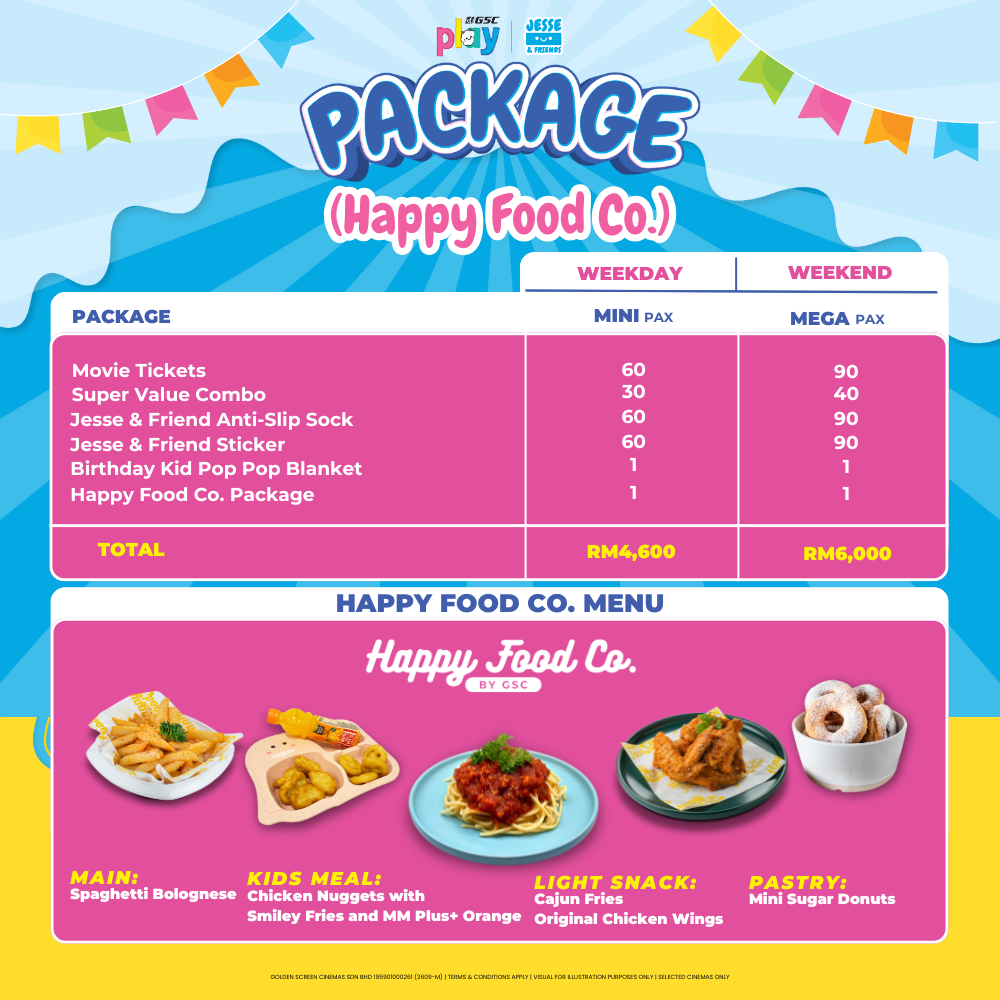 GSC Play Birthday & Movie Party Package (Jesse & Friends Theme)