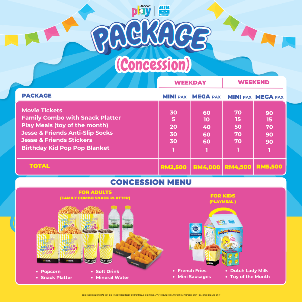 GSC Play Birthday & Movie Party Package (Jesse & Friends Theme)