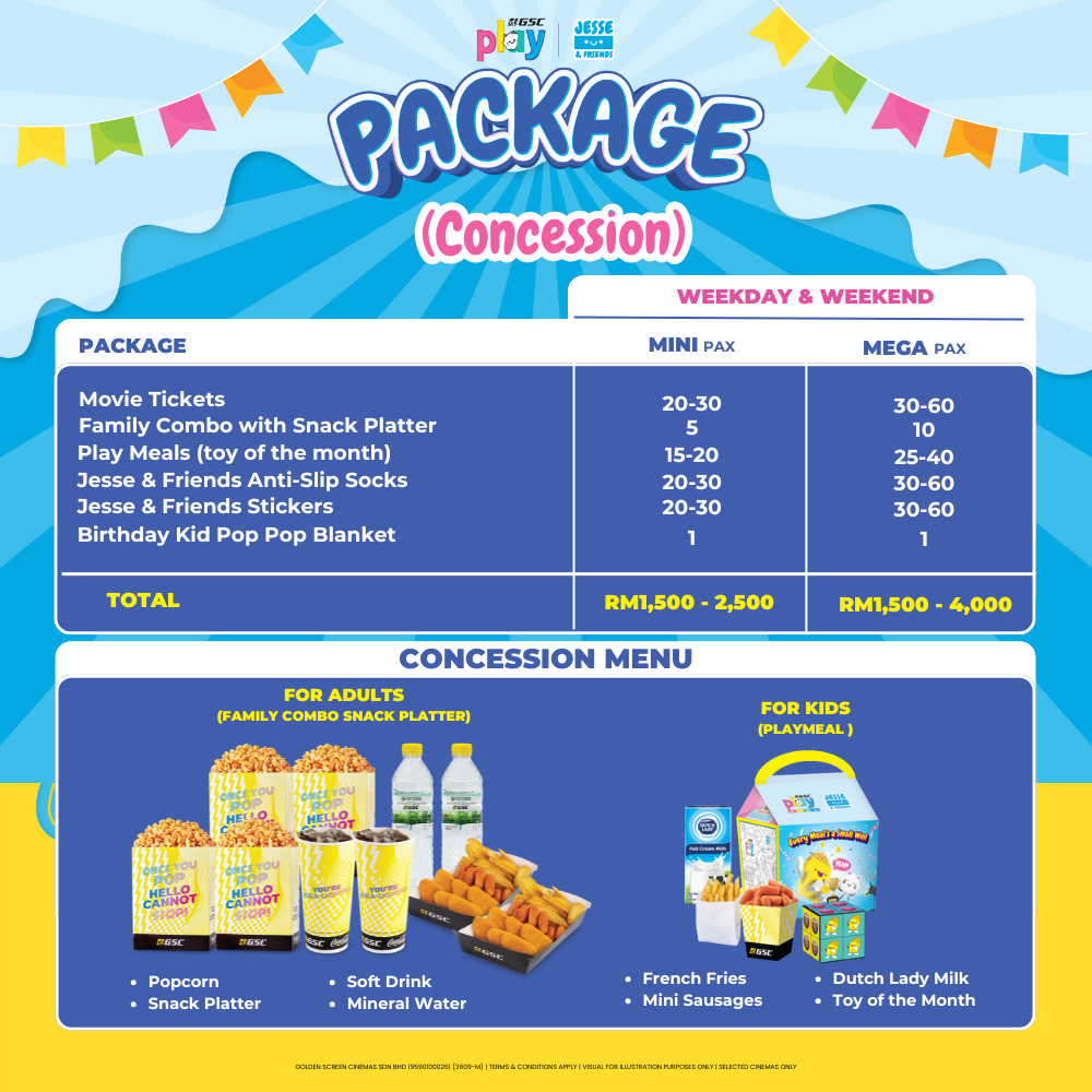 GSC Play Birthday & Movie Party Package (Jesse & Friends Theme)