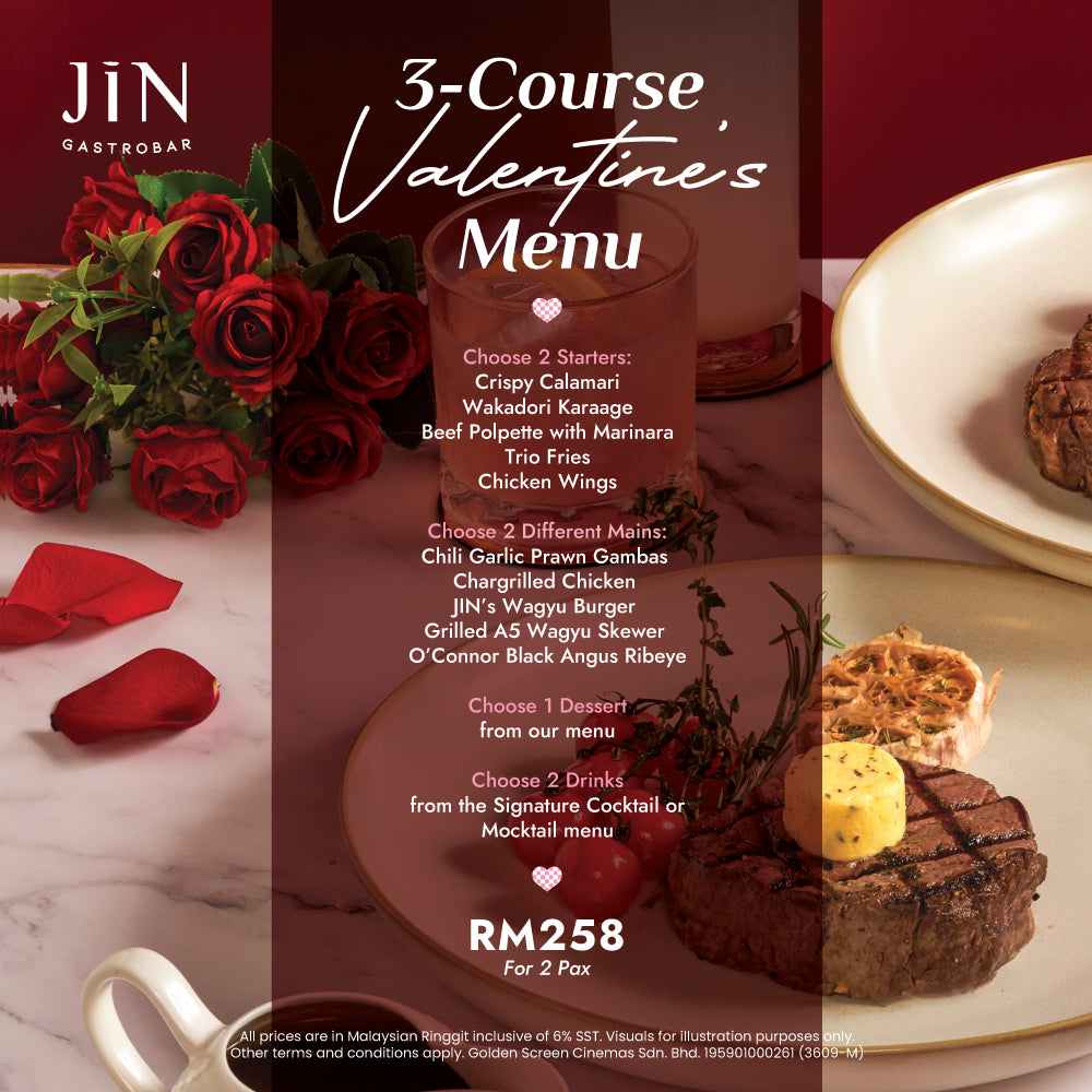 EARLY BIRD: 3-Course Valentine’s Menu at JIN Gastrobar