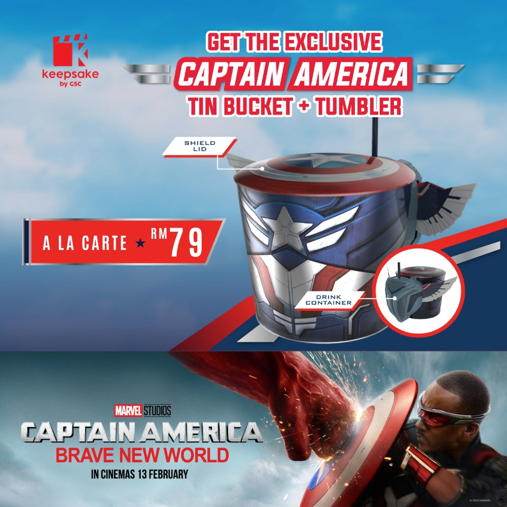 GSC Exclusive Captain America: Brave New World Popcorn Tin Bucket + Tumbler