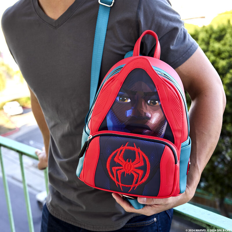 Loungefly : Spider-Verse Miles Morales Hoodie Cosplay Lenticular Mini Backpack