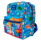 Loungefly : Stitch Camping Cuties All-Over Print Nylon Square Mini Backpack