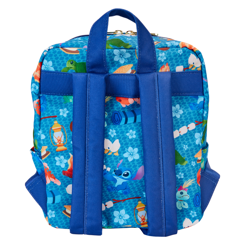 Loungefly : Stitch Camping Cuties All-Over Print Nylon Square Mini Backpack