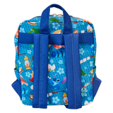 Loungefly : Stitch Camping Cuties All-Over Print Nylon Square Mini Backpack