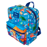 Loungefly : Stitch Camping Cuties All-Over Print Nylon Square Mini Backpack