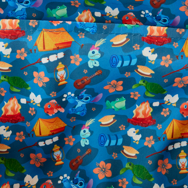 Loungefly : Stitch Camping Cuties All-Over Print Nylon Square Mini Backpack