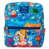 Loungefly : Stitch Camping Cuties All-Over Print Nylon Square Mini Backpack