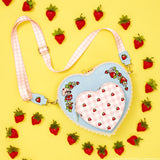 Loungefly : Strawberry Shortcake Denim Heart Shaped Figural Crossbody Bag