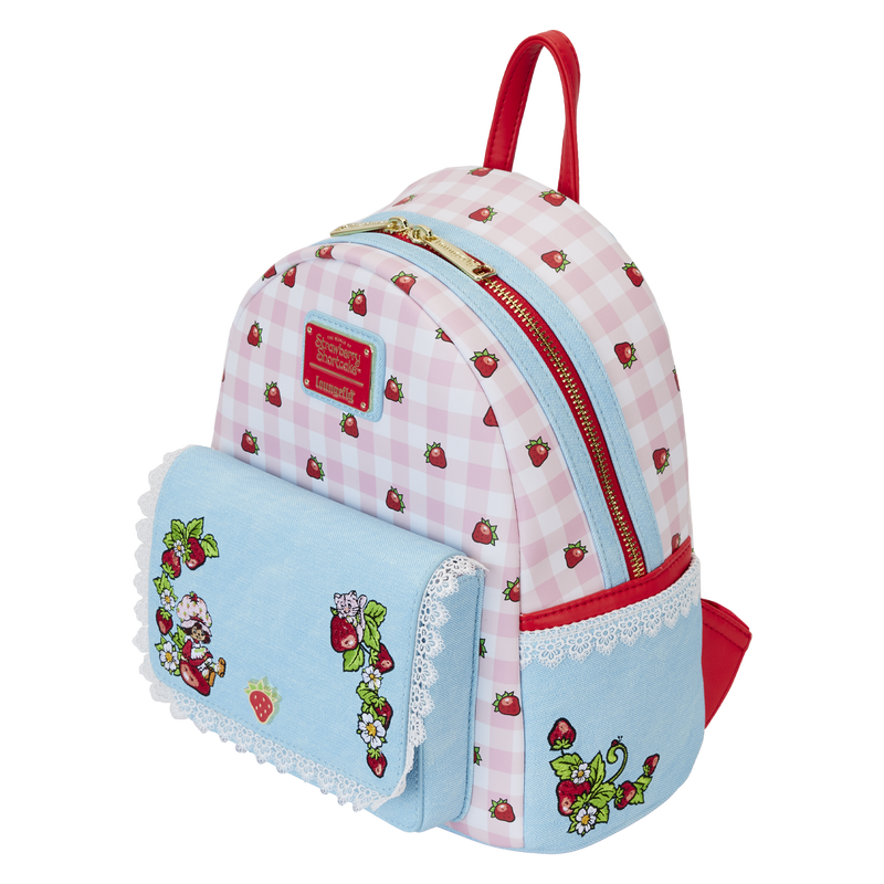 Loungefly : Strawberry Shortcake Denim Pocket Mini Backpack