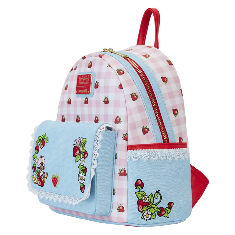 Loungefly : Strawberry Shortcake Denim Pocket Mini Backpack