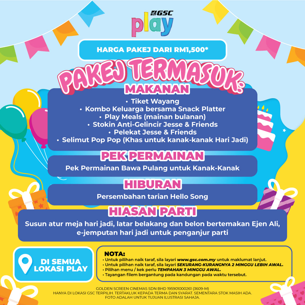GSC Play Birthday & Movie Party Package (Ejen Ali 2)