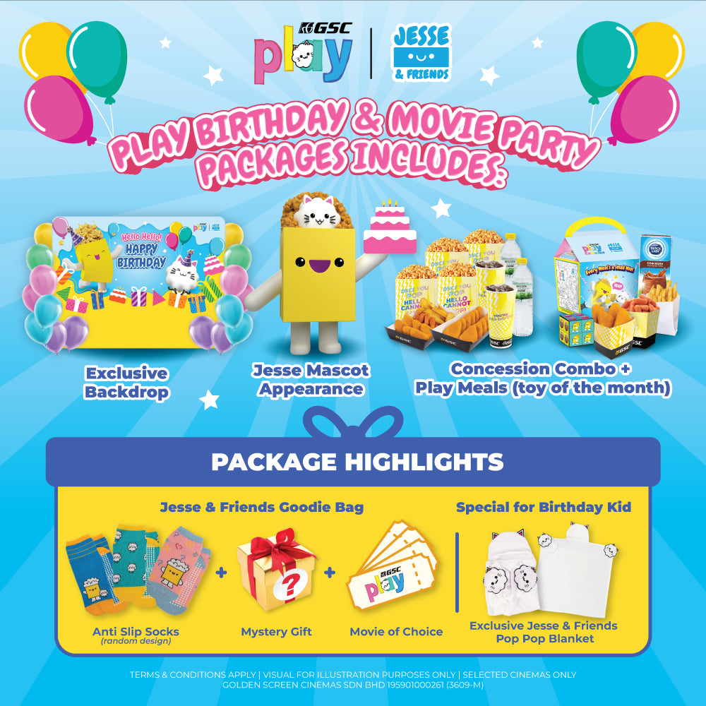 GSC Play Birthday & Movie Party Package (Jesse & Friends Theme)