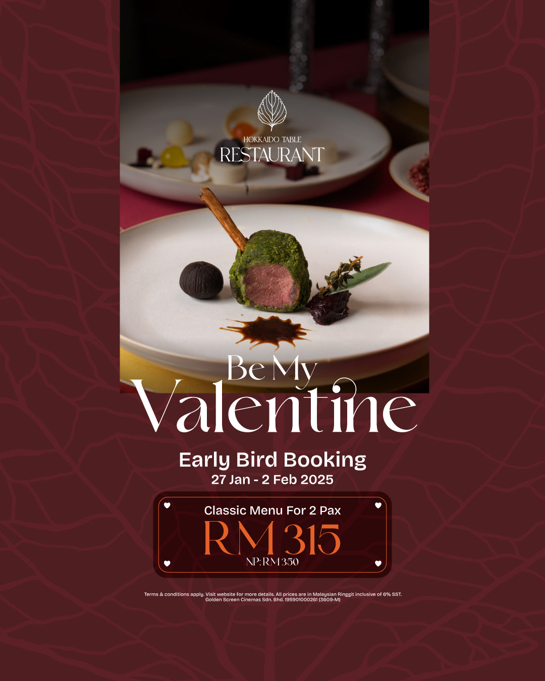 Early Bird Valentine’s Day Menu (14-16 Feb 2025)