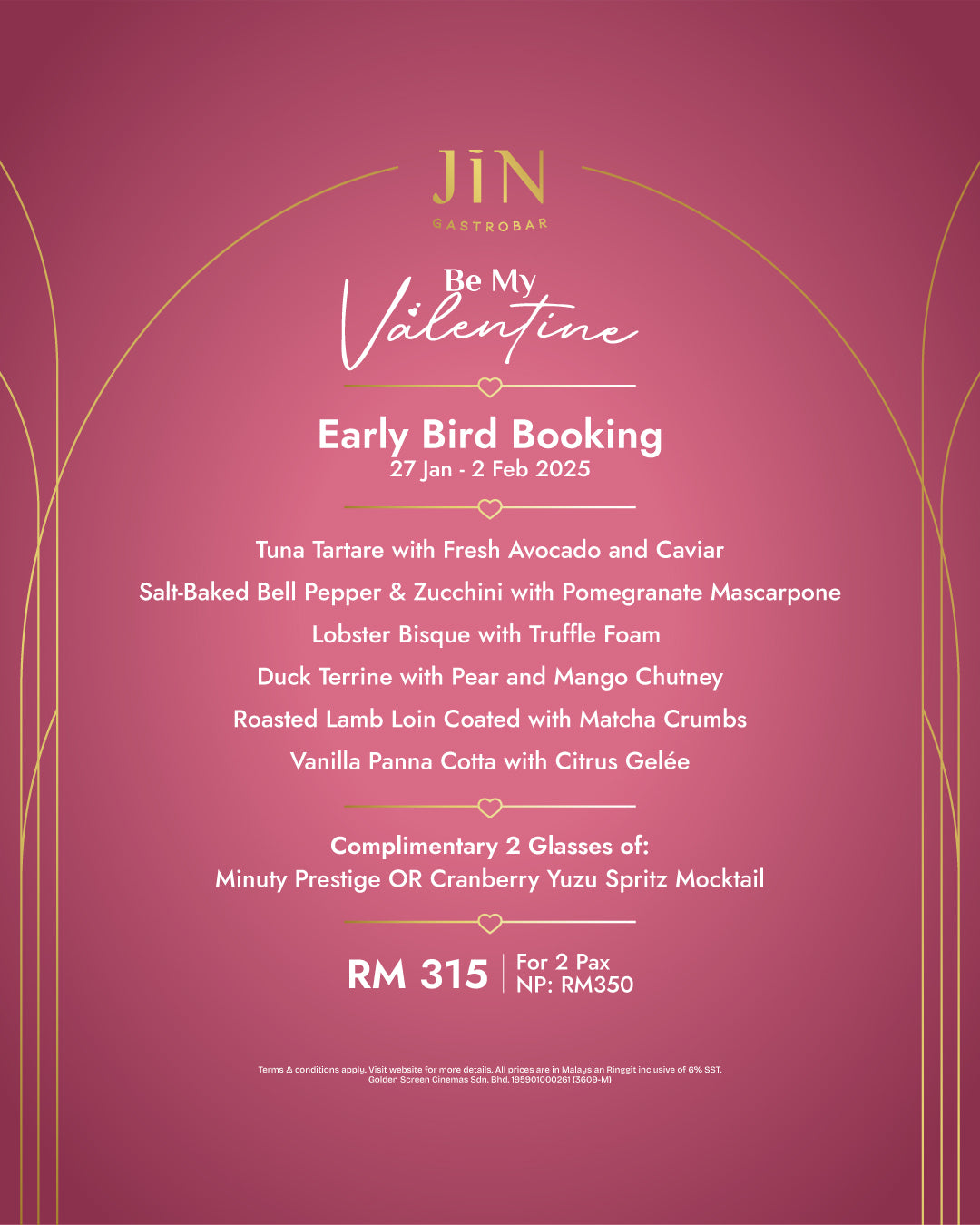 Early Bird Valentine’s Day Menu (14-16 Feb 2025)