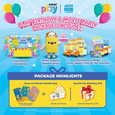 GSC Play Birthday & Movie Party Package (Jesse & Friends Theme)