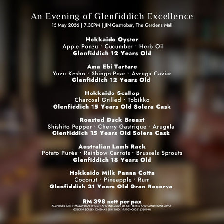 JIN After Dark: Glenfiddich Whisky Pairing at The Gardens Mall