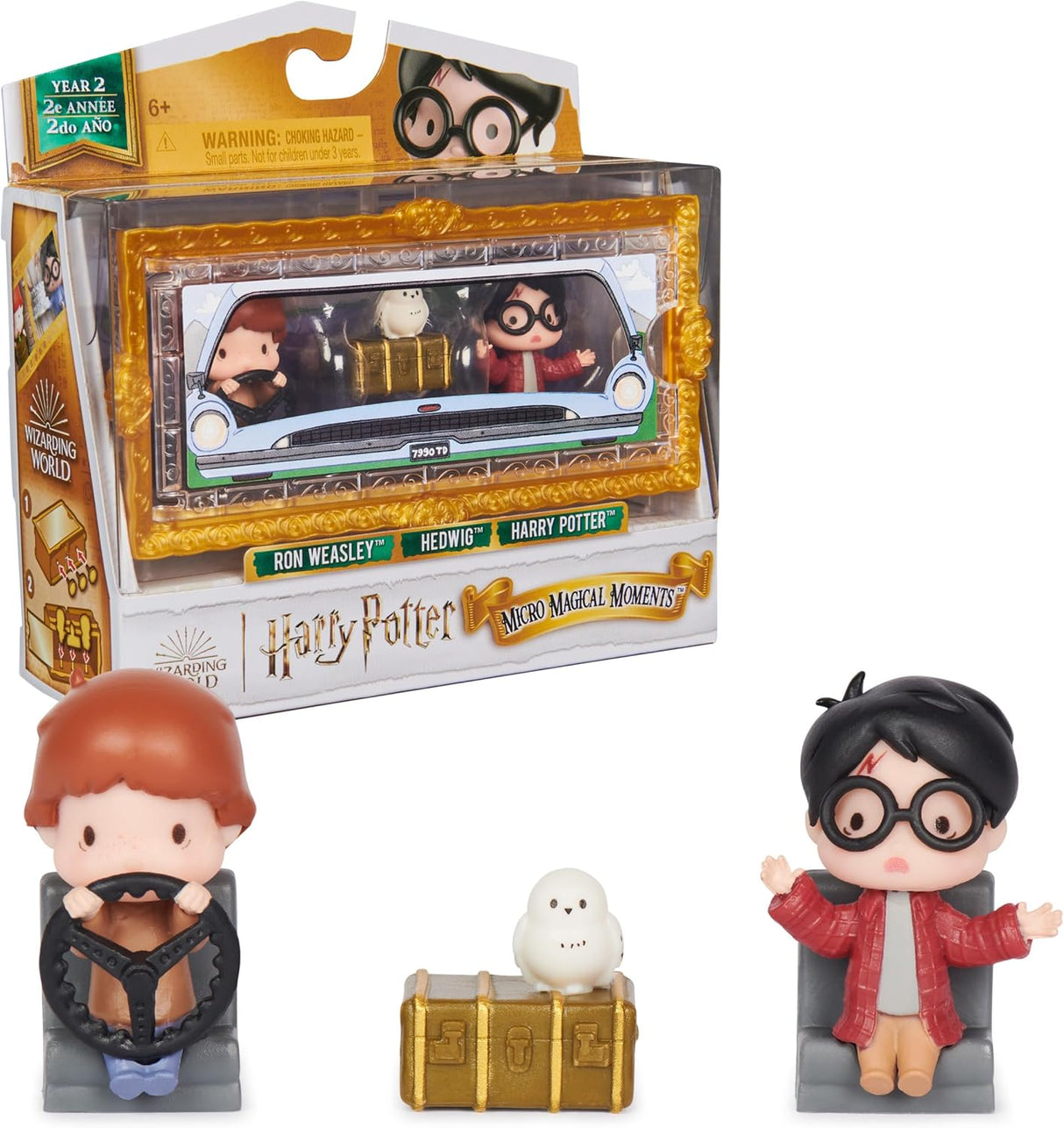 Harry Potter Micro Magical Moments Collectible Year 2 Ford Anglia 3 Pack (Harry, Ron, Owl Hedwig)