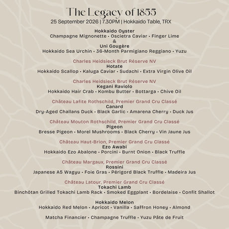 Chef's Table: The Legacy of 1855: A Blind Tasting Journey of Bordeaux Premier Grand Cru Classé