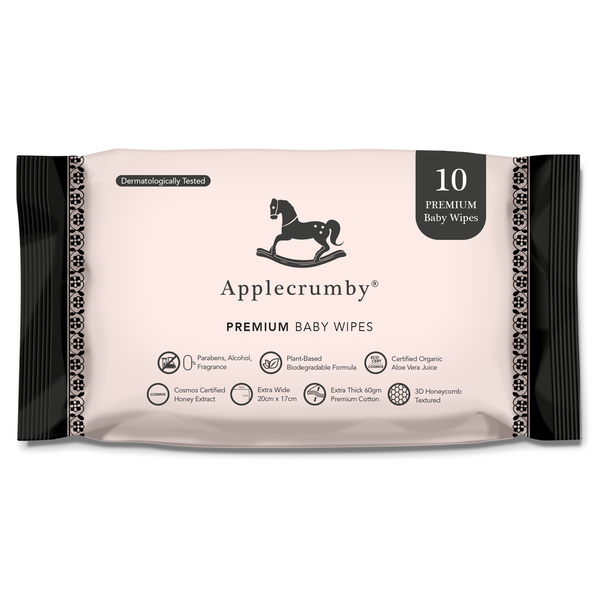 Applecrumby Extra Thick Honey Baby Wipes 10’s (1 pack)